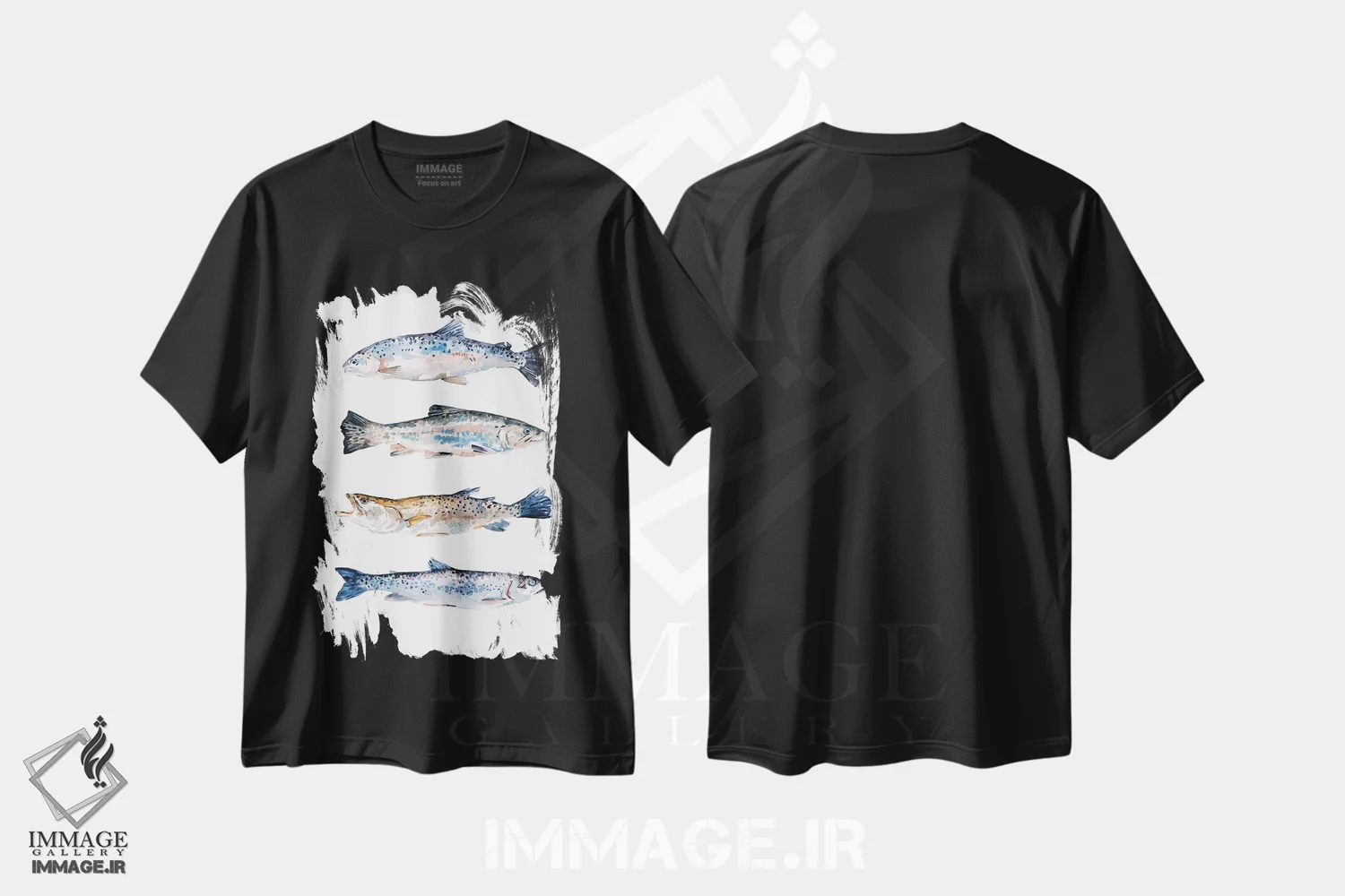 تیشرت مشکی طرح دار قزل آلای روی هم ۲، تزئینی اثر اما اسکاروی | immage.ir