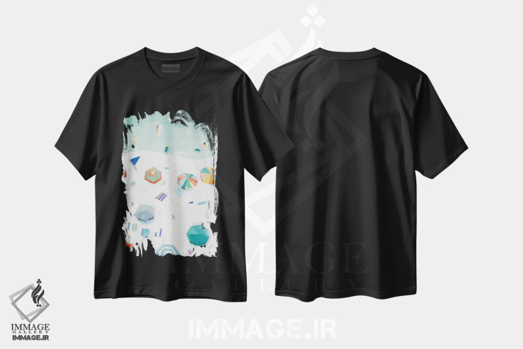 تیشرت مشکی طرح دار چشم انداز ساحل ۲، دکور ساحلی اثر اما اسکاروی | immage.ir