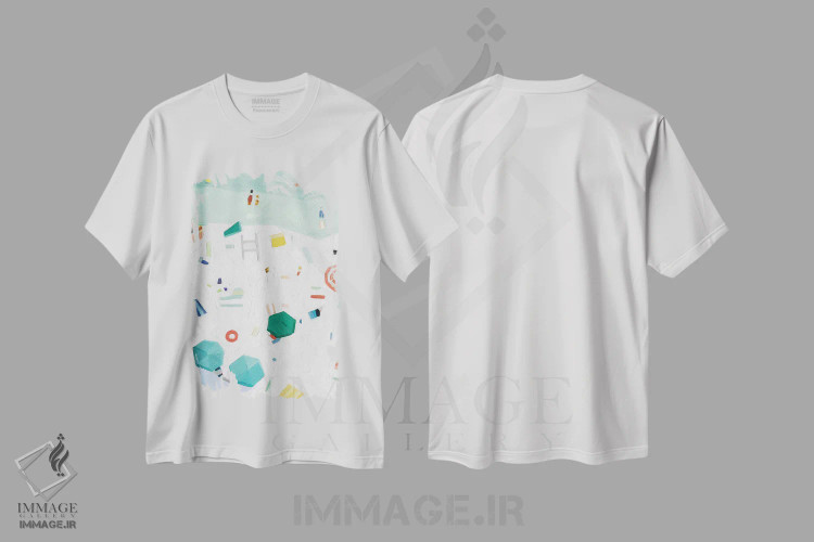 تیشرت سفید طرح دار چشم انداز ساحل ۱، دکور ساحلی اثر اما اسکاروی | immage.ir