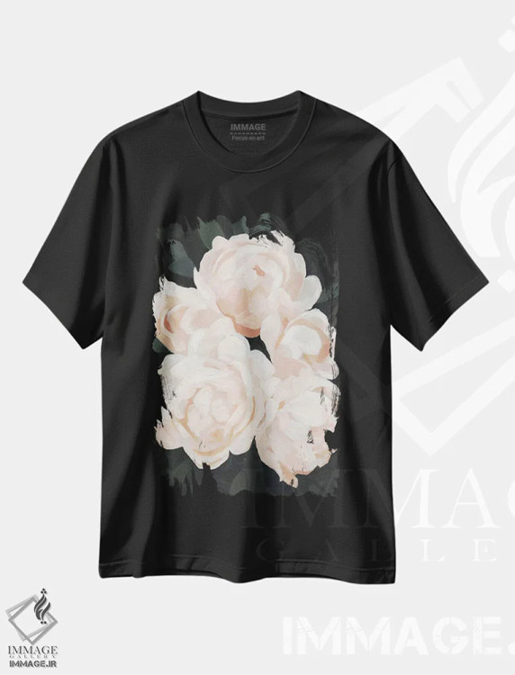 تیشرت مشکی طرح دار گیاهان شبانه ۲، تزئینی اثر اما اسکاروی | فروشگاه ایماژ