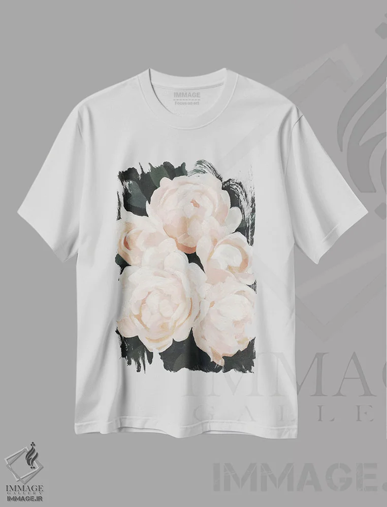 تیشرت سفید طرح دار گیاهان شبانه ۲، تزئینی اثر اما اسکاروی | immage.ir