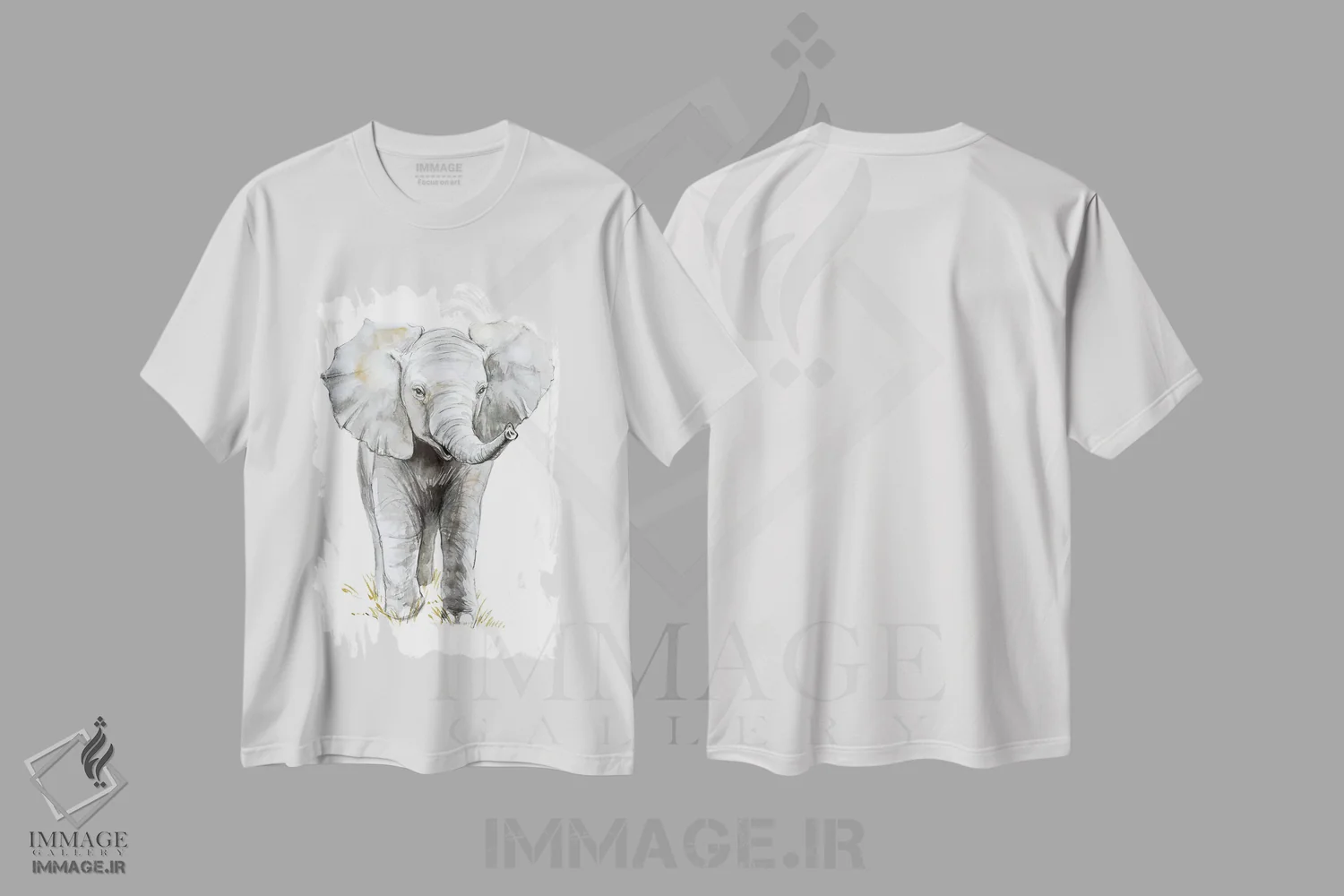 تیشرت سفید طرح دار فیل بچه، مدیوم اثر النا مارکلوا | immage.ir