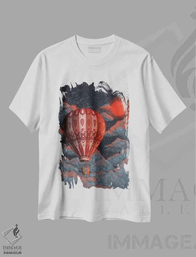 تیشرت سفید طرح دار ماجراجویی در انتظار است، هنر دیجیتال اثر الا مازور | فروشگاه ایماژ