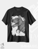 تیشرت مشکی طرح دار عشق دایناسوری، نقاشی و تصویرگری سیاه و سفید اثر الا مازور | immage.ir