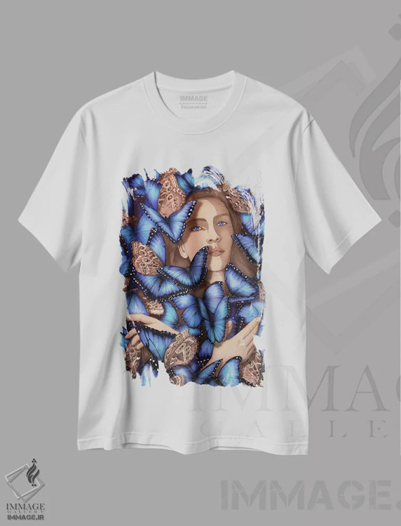 تیشرت سفید طرح دار شب پره یی در میان پروانه ها، دکور معاصر اثر الا مازور | immage.ir