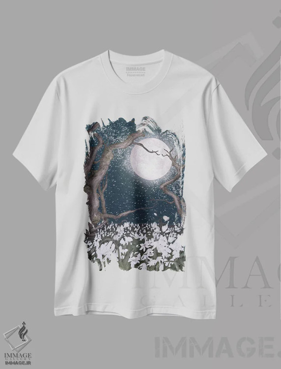 تیشرت سفید طرح دار گل های برفی در نور ماه، دکور معاصر اثر الا مازور | immage.ir