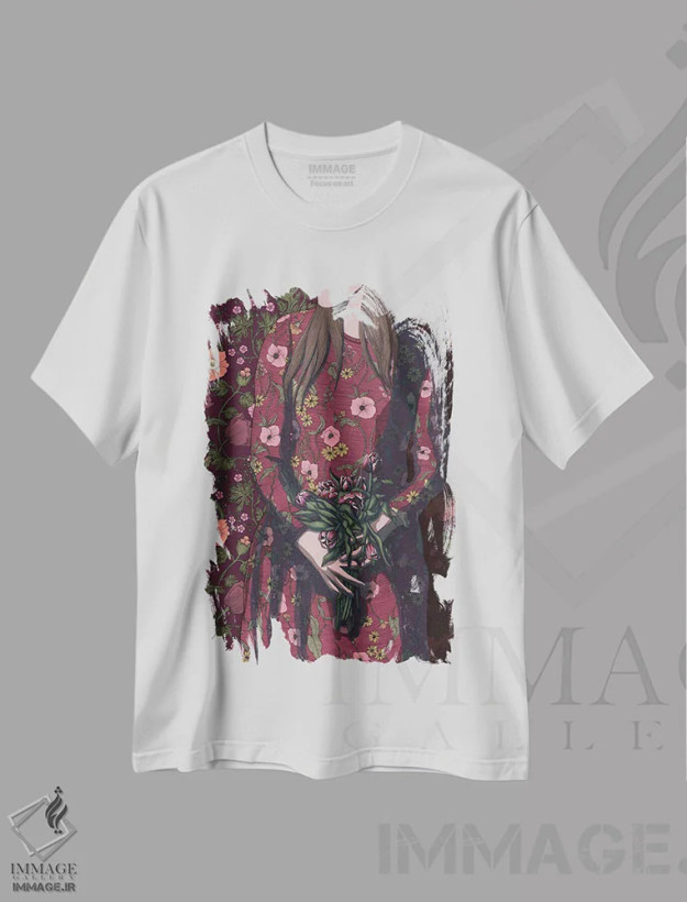 تیشرت سفید طرح دار در انتظار پژمرده شدن، دکور معاصر اثر الا مازور | فروشگاه ایماژ