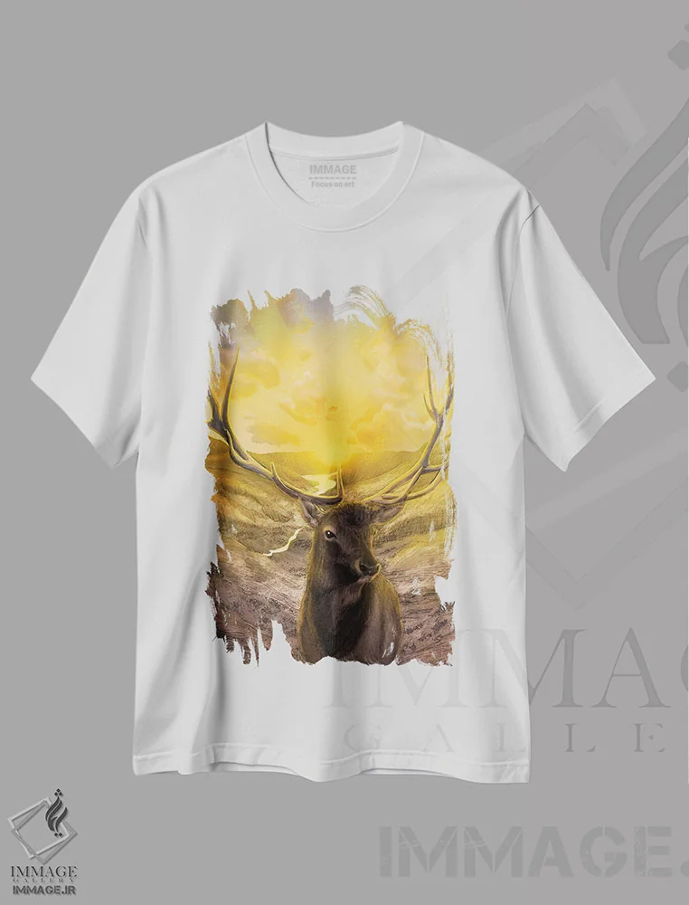 تیشرت سفید طرح دار با خورشید برخیز، دکور معاصر اثر الا مازور | فروشگاه ایماژ
