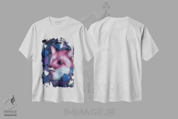 تیشرت سفید طرح دار روباه در جنگل نیمه شب، دکور معاصر اثر الا مازور | immage.ir