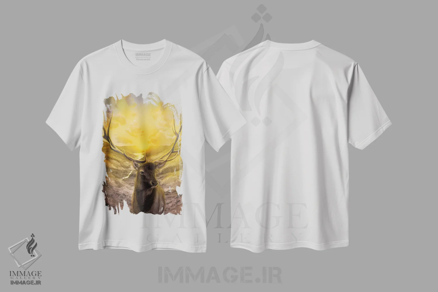تیشرت سفید طرح دار با خورشید برخیز، دکور معاصر اثر الا مازور | فروشگاه ایماژ