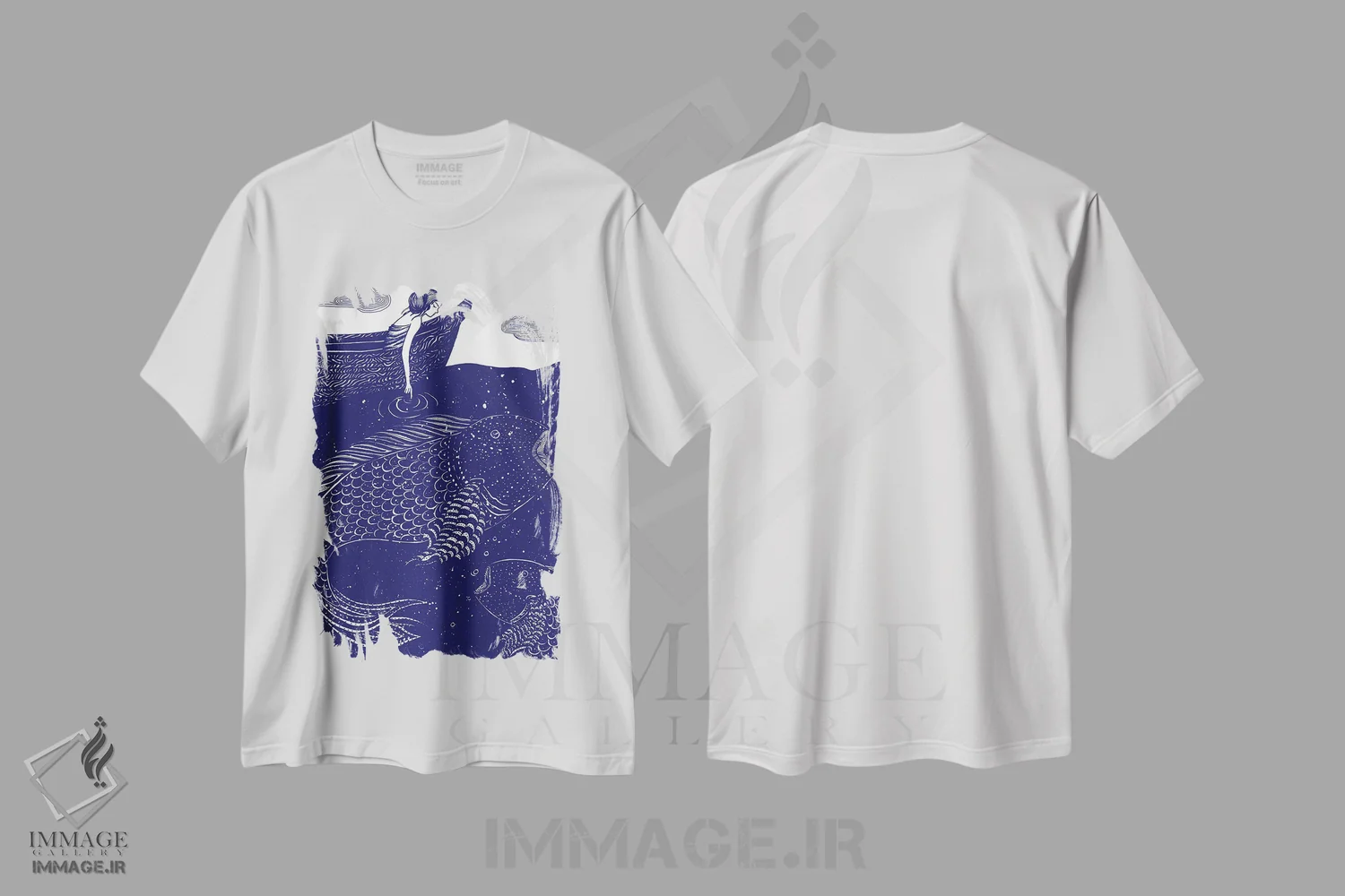 تیشرت سفید طرح دار چراغ های آبی درخشان دریا، دکور معاصر اثر الا مازور | immage.ir
