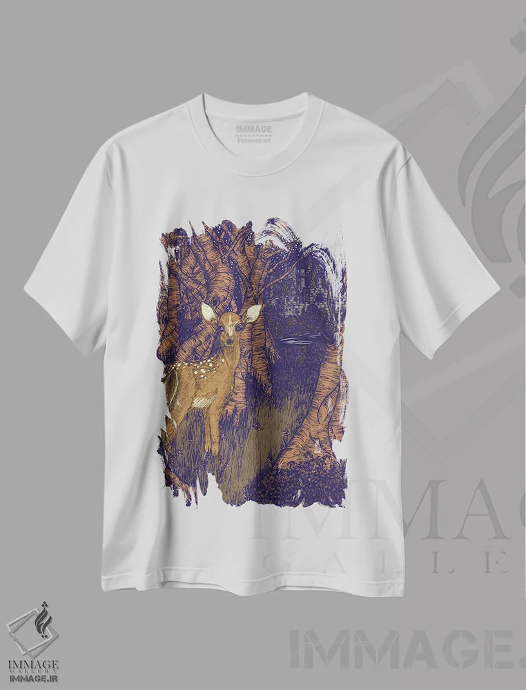 تیشرت سفید طرح دار راه درازی برای دویدن دارم، دست نقاشی و طراحی دستی اثر الا مازور | فروشگاه ایماژ