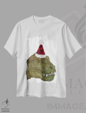 تیشرت سفید طرح دار دایناسور کریسمسی، حیوانات کریسمسی اثر الا مازور | فروشگاه ایماژ