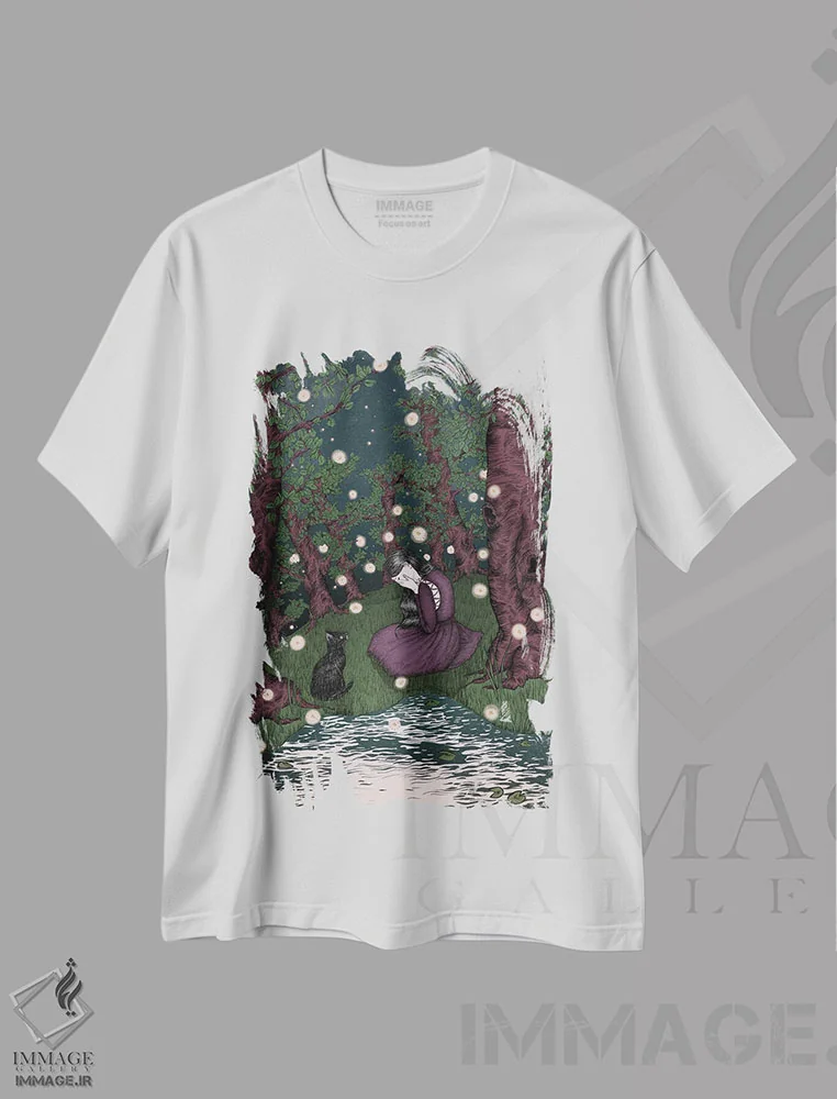 تیشرت سفید طرح دار شاهزاده گربه، هنر دیجیتال اثر الا مازور | فروشگاه ایماژ