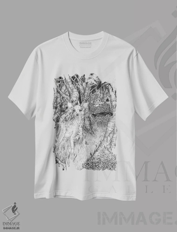 تیشرت سفید طرح دار راه درازی برای دویدن دارم، نقاشی و تصویرگری سیاه و سفید اثر الا مازور | فروشگاه ایماژ