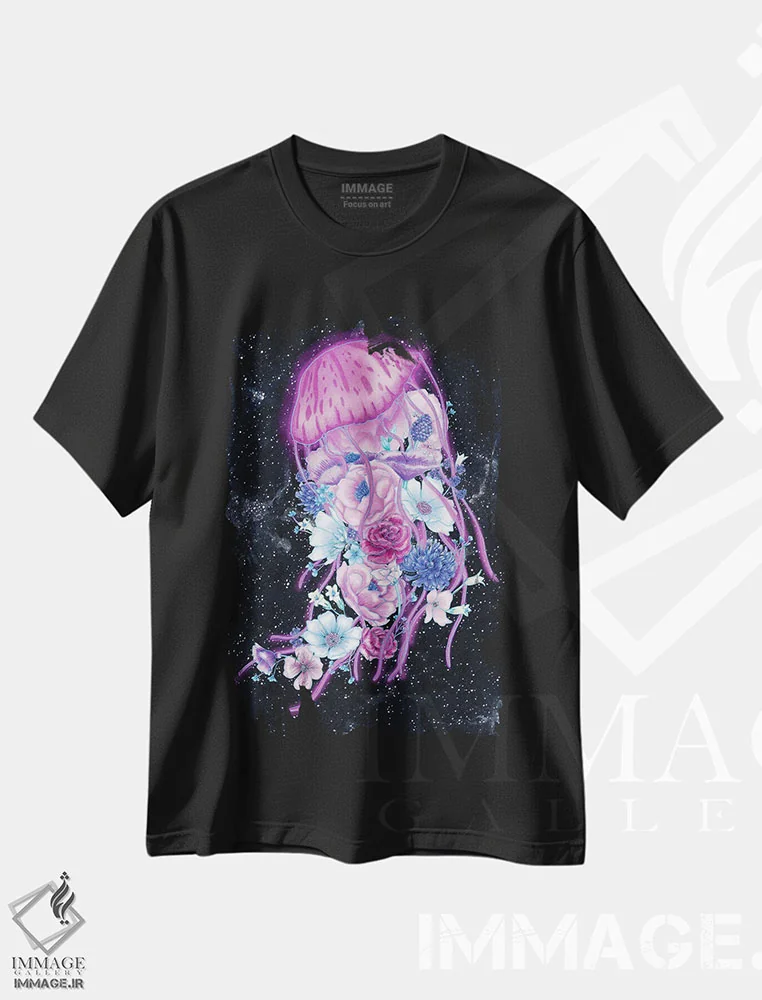 تیشرت مشکی طرح دار اقیانوس جادویی: عروس دریایی، هنر دیجیتال اثر الا مازور | immage.ir