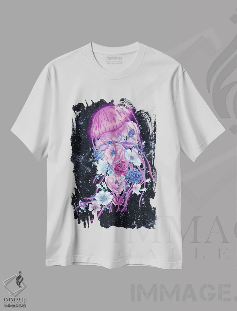 تیشرت سفید طرح دار اقیانوس جادویی: عروس دریایی، هنر دیجیتال اثر الا مازور | فروشگاه ایماژ