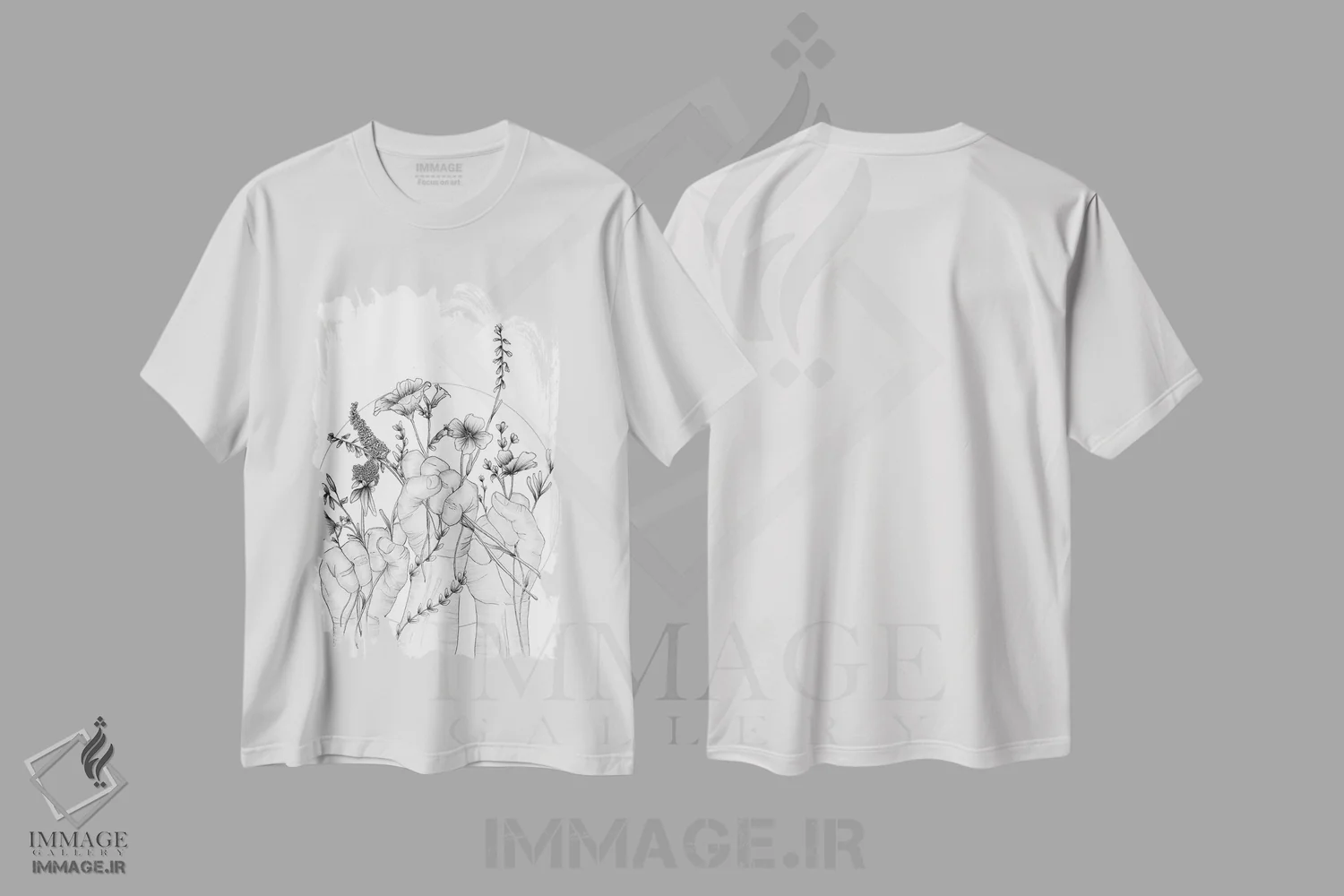 تیشرت سفید طرح دار یگانگی، نقاشی و تصویرگری سیاه و سفید اثر الا مازور | immage.ir