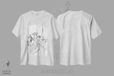 تیشرت سفید طرح دار یگانگی، نقاشی و تصویرگری سیاه و سفید اثر الا مازور | immage.ir