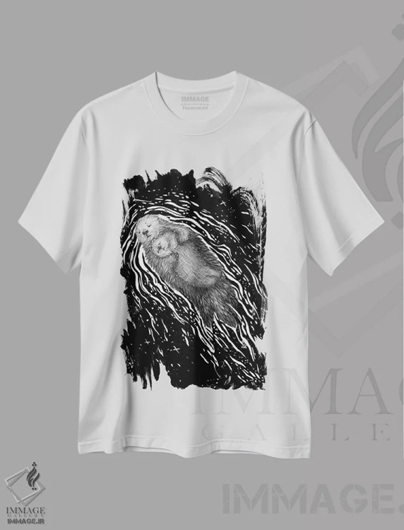 تیشرت سفید طرح دار خواب های شیرین سمور کوچولو، نقاشی و تصویرگری سیاه و سفید اثر الا مازور | فروشگاه ایماژ