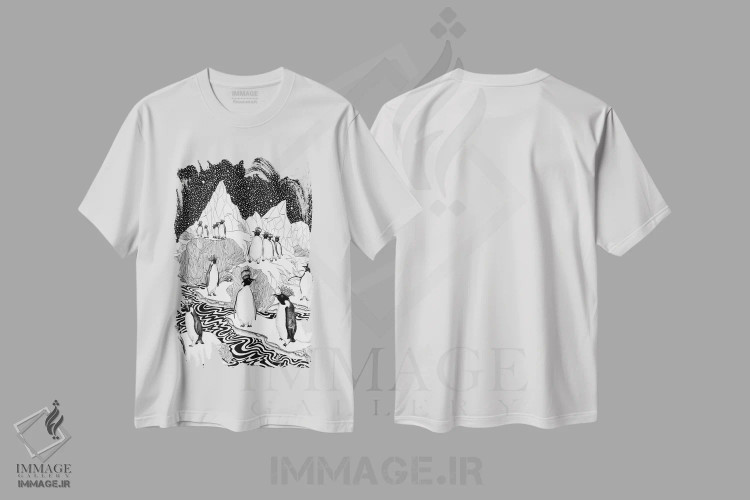 تیشرت سفید طرح دار پادشاهان بیش از حد، نقاشی و تصویرگری سیاه و سفید اثر الا مازور | immage.ir