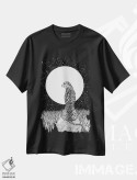 تیشرت مشکی طرح دار ماه یوزپلنگ، نقاشی و تصویرگری سیاه و سفید اثر الا مازور | فروشگاه ایماژ