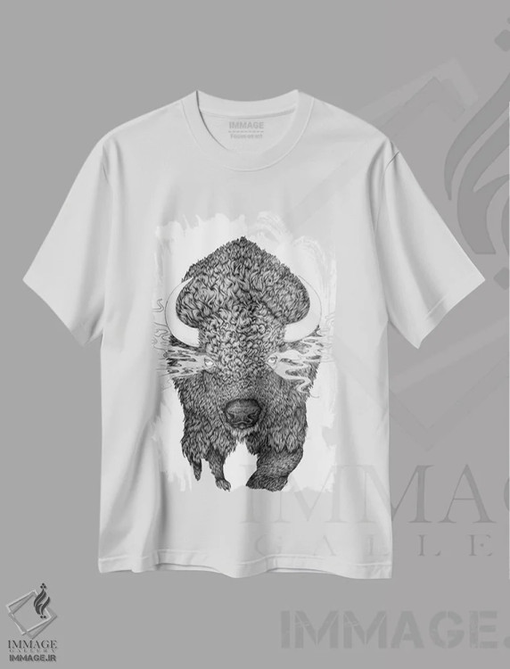 تیشرت سفید طرح دار ارواح پدرانمان، هنر تزئینی سیاه و سفید اثر الا مازور | فروشگاه ایماژ