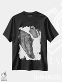 تیشرت مشکی طرح دار شاه تمساح ها، نقاشی و تصویرگری سیاه و سفید اثر الا مازور | immage.ir