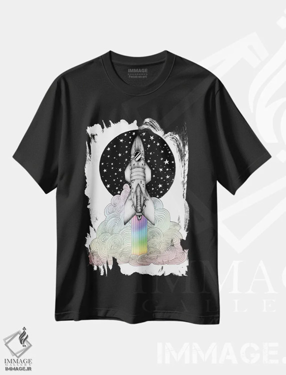 تیشرت مشکی طرح دار آثار الا مازور - فروشگاه ایماژ