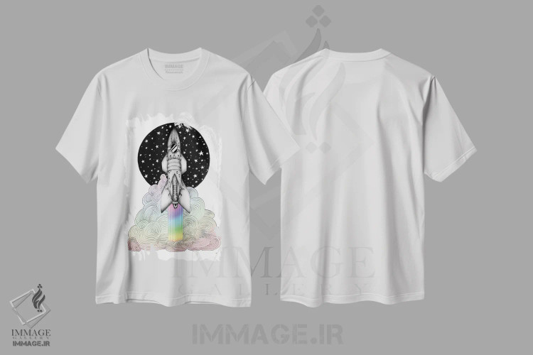 تیشرت سفید طرح دار آثار الا مازور - immage.ir