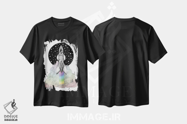 تیشرت مشکی طرح دار آثار الا مازور - فروشگاه ایماژ