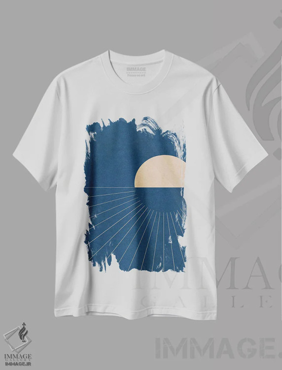 تیشرت سفید طرح دار غروب مدرن، تزئینی اثر امیلی ناواس | فروشگاه ایماژ
