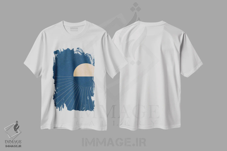 تیشرت سفید طرح دار غروب مدرن، تزئینی اثر امیلی ناواس | فروشگاه ایماژ