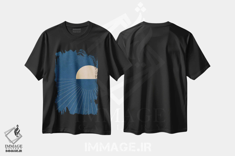 تیشرت مشکی طرح دار غروب مدرن، تزئینی اثر امیلی ناواس | immage.ir