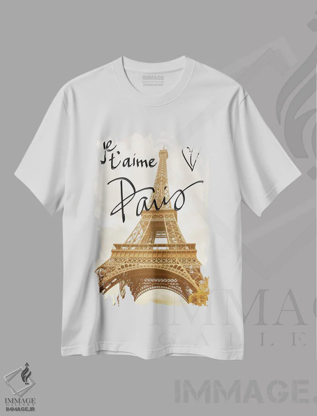 تیشرت سفید طرح دار دوستت دارم پاریس، تزئینی اثر امیلی ناواس | فروشگاه ایماژ
