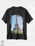تیشرت مشکی طرح دار خیابان های آبرنگی پاریس II، تزئینی اثر امیلی ناواس | فروشگاه ایماژ