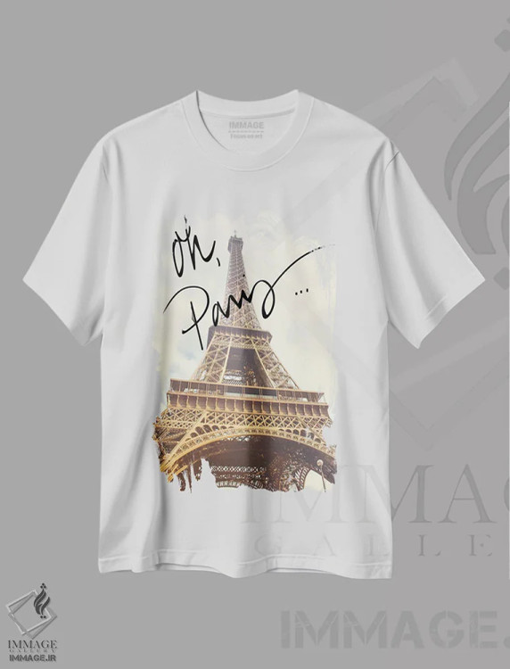 تیشرت سفید طرح دار ای پاریس، تزئینی اثر امیلی ناواس | immage.ir
