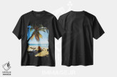 تیشرت مشکی طرح دار مناظر غروب خورشید، دکور ساحلی اثر امیلی ناواس | immage.ir