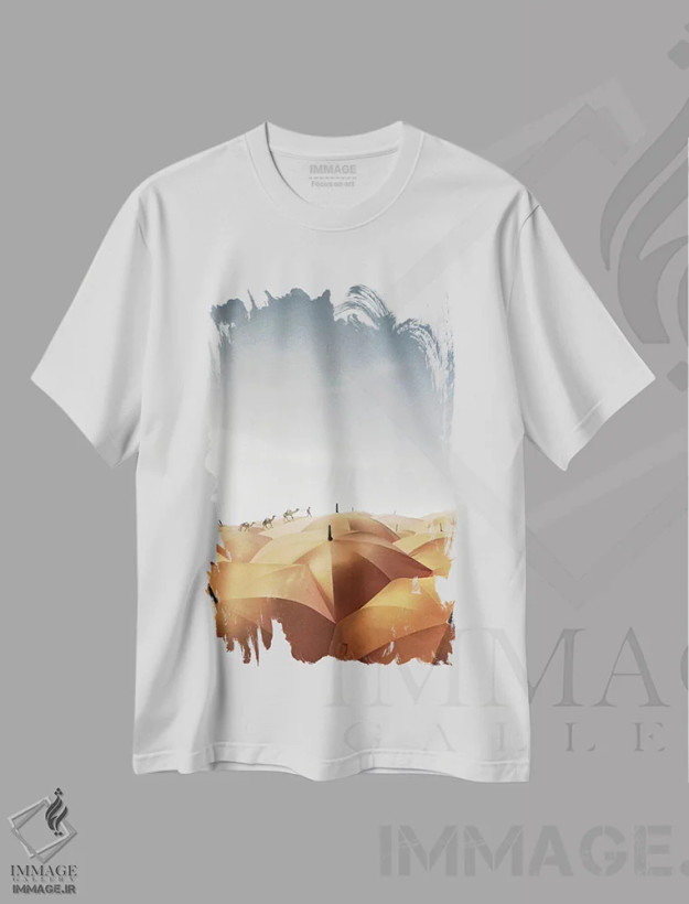 تیشرت سفید طرح دار سرزمین خشک، عکاسی ترکیبی اثر ای ان.پی اس | فروشگاه ایماژ