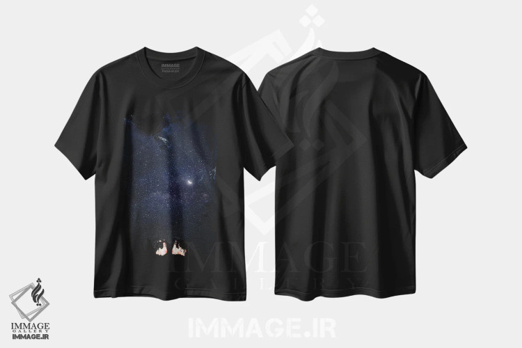 تیشرت مشکی طرح دار دانه های ستاره، عکاسی ترکیبی اثر ای ان.پی اس | فروشگاه ایماژ