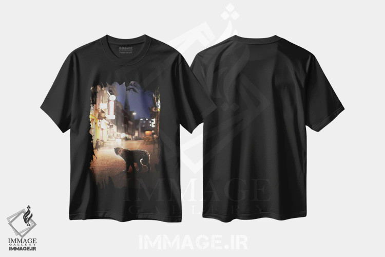 تیشرت مشکی طرح دار زندگی شبانه، عکاسی ترکیبی اثر ای ان.پی اس | فروشگاه ایماژ