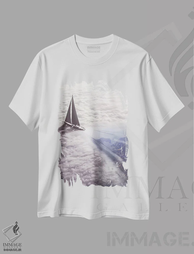 تیشرت سفید طرح دار ابرگرد، عکاسی ترکیبی اثر ای ان.پی اس | immage.ir