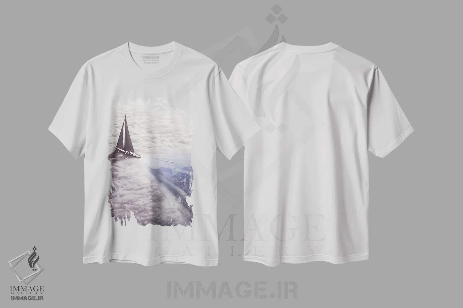 تیشرت سفید طرح دار ابرگرد، عکاسی ترکیبی اثر ای ان.پی اس | immage.ir