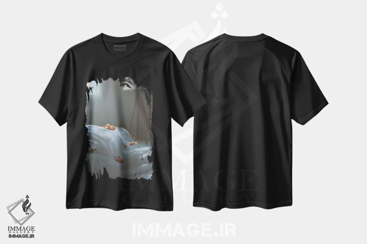 تیشرت مشکی طرح دار کف دریا، عکاسی ترکیبی اثر ای ان.پی اس | immage.ir