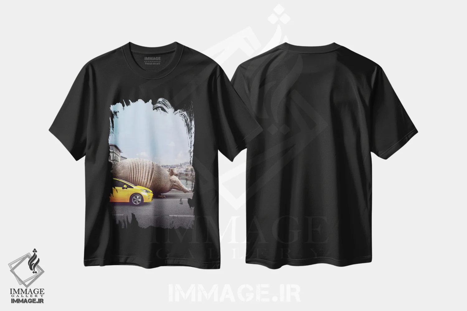 تیشرت مشکی طرح دار آرمادیلوی غریبه، عکاسی ترکیبی اثر ای ان.پی اس | فروشگاه ایماژ