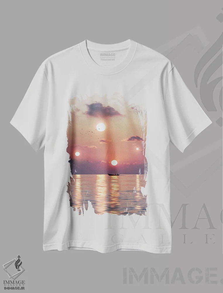 تیشرت سفید طرح دار رقص خورشیدی، عکاسی ترکیبی اثر ای ان.پی اس | فروشگاه ایماژ