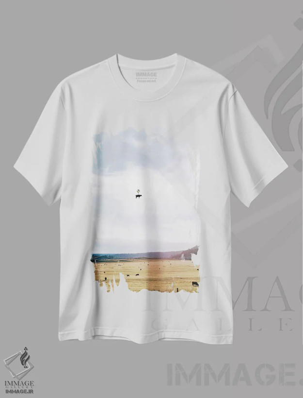 تیشرت سفید طرح دار یکشنبهٔ تنبل، عکاسی ترکیبی اثر ای ان.پی اس | فروشگاه ایماژ