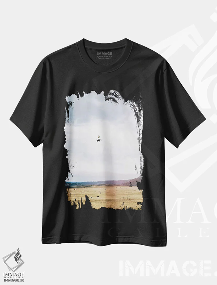 تیشرت مشکی طرح دار یکشنبهٔ تنبل، عکاسی ترکیبی اثر ای ان.پی اس | immage.ir