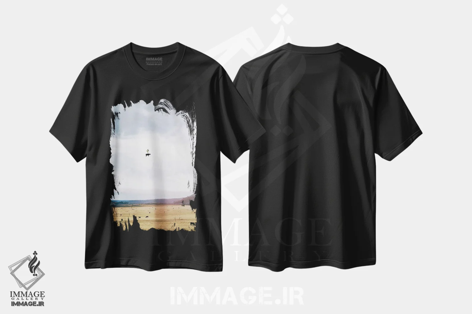 تیشرت مشکی طرح دار یکشنبهٔ تنبل، عکاسی ترکیبی اثر ای ان.پی اس | immage.ir