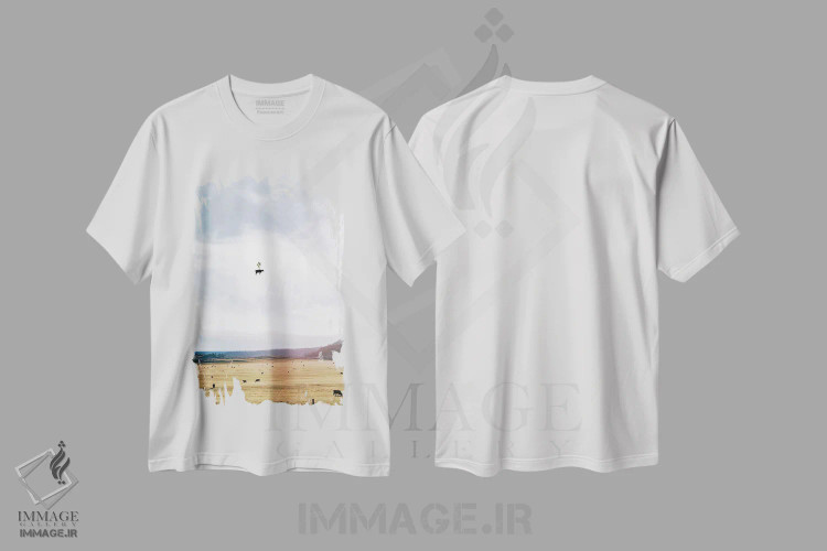 تیشرت سفید طرح دار یکشنبهٔ تنبل، عکاسی ترکیبی اثر ای ان.پی اس | فروشگاه ایماژ